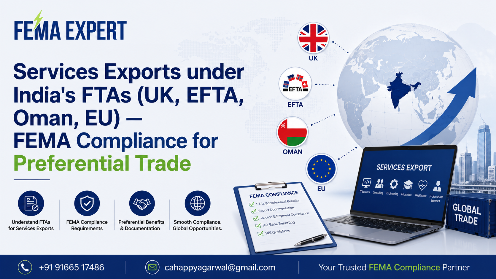 Services Exports under India’s FTAs (UK, EFTA, Oman, EU) — FEMA Compliance for Preferential Trade